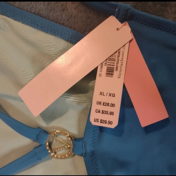 Victoria secret-2PC Teal & Gold Strappy Bikini Swim Set-38C/XL - Picture 5 of 7